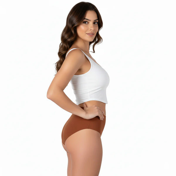 High waist Laser Cut Panty -RUST