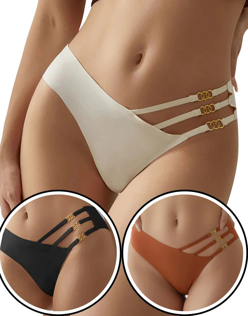 Khatoon intimates Pack of 3 Low waist Laser Cut Panty With Pretty Side Chain Design