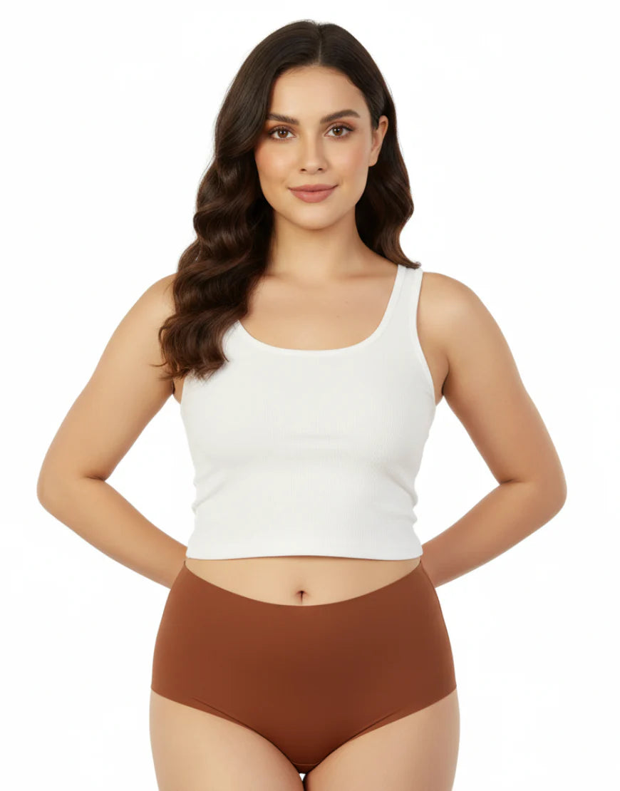 High waist Laser Cut Panty -RUST