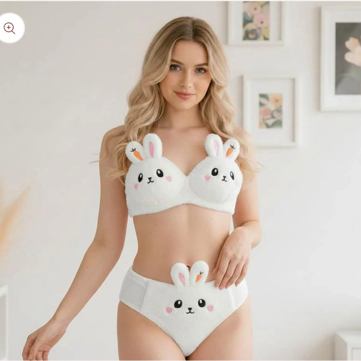 Rabbit Style Fluffy Bra set